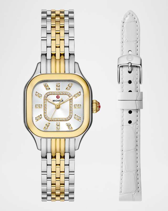 Meggie Two-Tone 18K Gold-Plated Diamond Dial Watch Gift Set